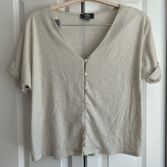 BELLE CREAM BUTTON DOWN TOP-S - Picture 1 of 4